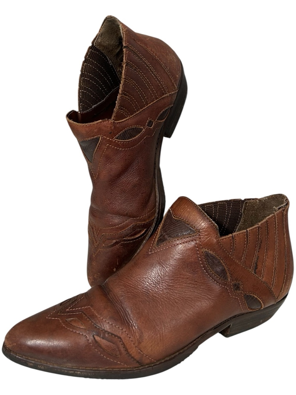 Palomino Leather Vintage Ankle Boots Brown Booties Western Shooties Size 8.5